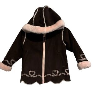 Vintage Y2K Rothschild Faux Suede Pink Fur Western Penny Lane Coat 12m